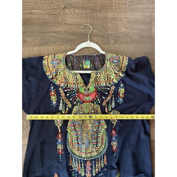 Horus Vintage Egyptian kaftan Robe, Black/ Gold Nefertiti/ Tutankhamun Design 4 - Picture 10 of 10